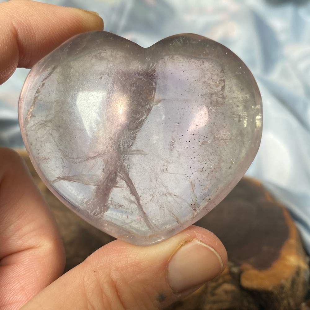 Gorgeous Gemmy pinkish purple fluorite heart